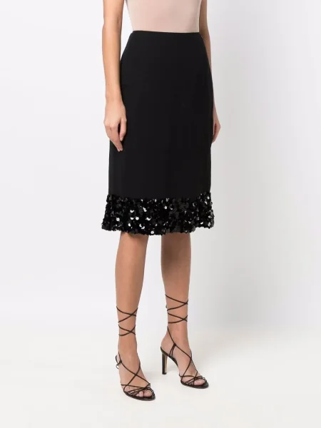 Sukně Chanel Pre-owned s flitry černé