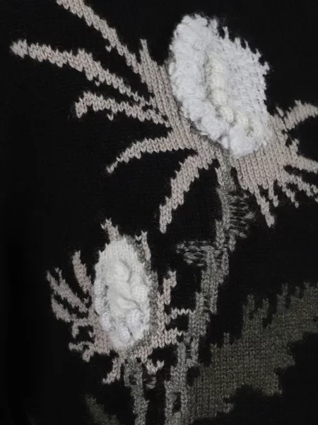 Cardigan Barrie cu model floral din jacard negru