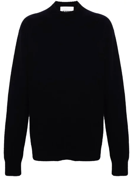 Pulover Jil Sander de lână cu decolteu rotund albastru