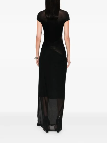 Rochie maxi Jean Paul Gaultier plasă de costum negru