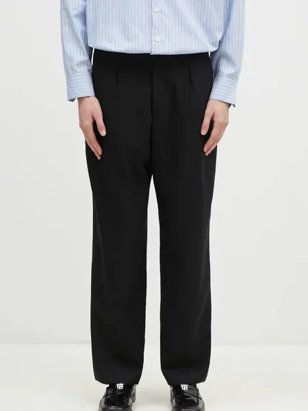 Vlněné kalhoty Our Legacy Borrowed Chino jednoduché černá