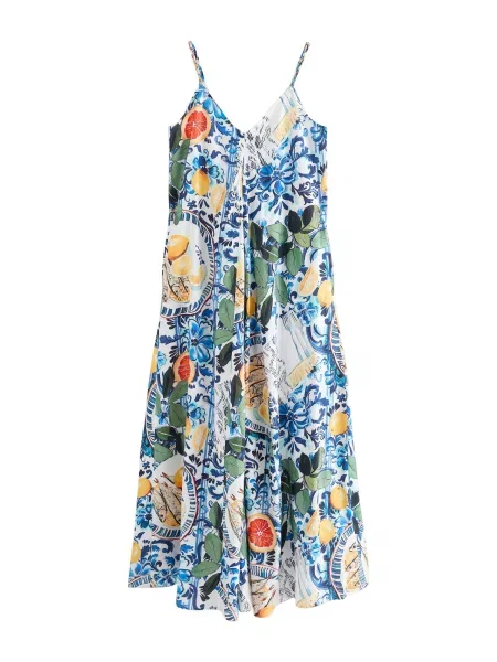 Next Rochie de vară bleumarin / albastru deschis / galben citron alb