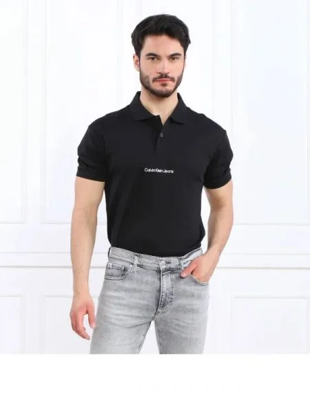 CALVIN KLEIN JEANS Tenisz póló INSTITUTIONAL | Relaxed fit fekete