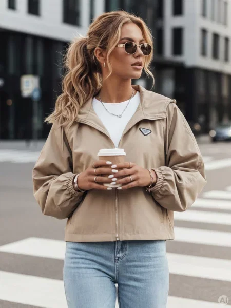 Kurtka oversize CATRAL ciemnobeżowa Dstreet