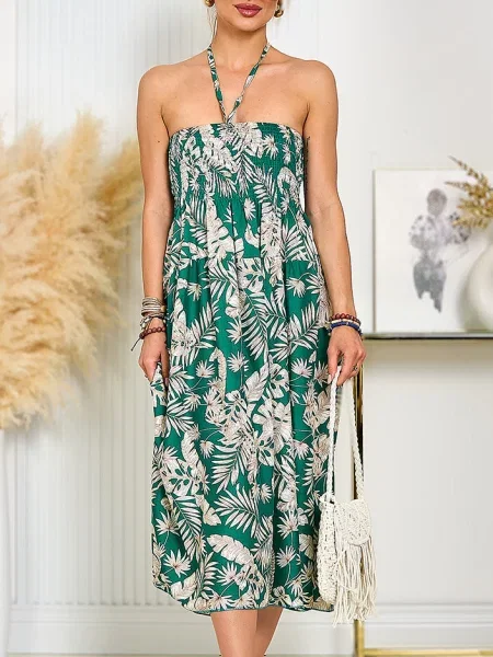 Obleka midi obleka Resti nad koleni zelena