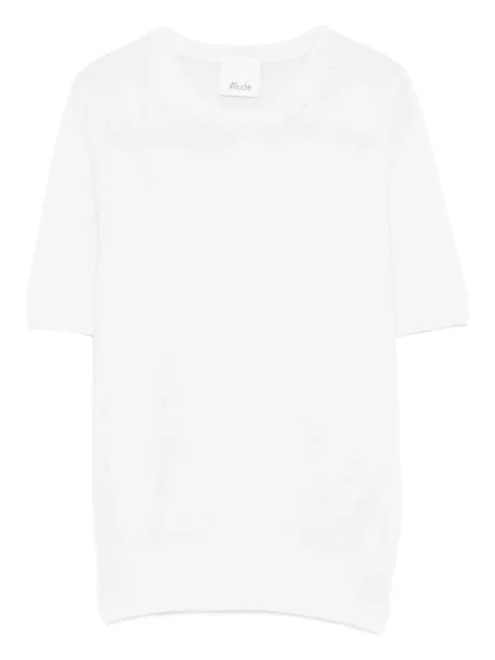 Tricou Allude tricotate scurt alb