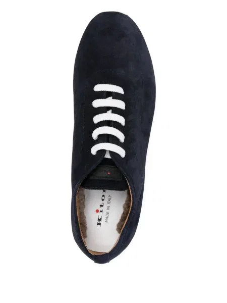 Sneakerși Kiton cu șireturi din piele de căprioară albastru