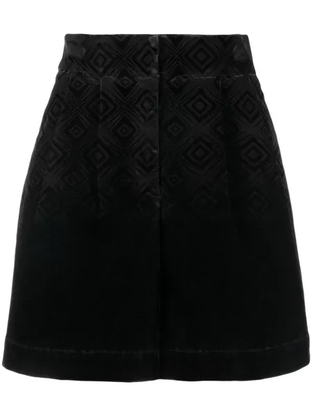 Pantaloni scurți Alberta Ferretti de catifea cu imprimeu geometric negru