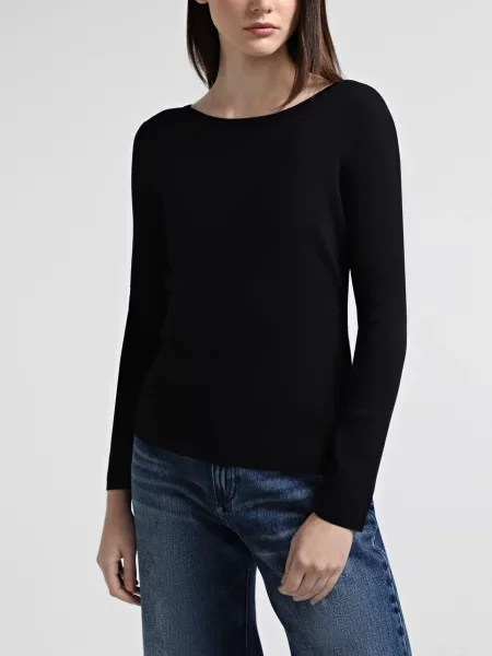 Лонгслів Armani Exchange віскоза/поліамід чорний
