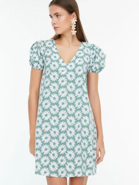 Rochie Trendyol cu model floral gri