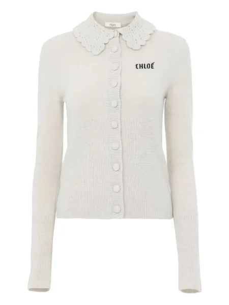 Cardigan Chloé cu broderie gri
