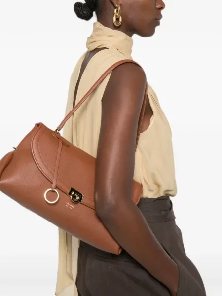Geantă shopper Ferragamo din piele maro