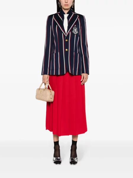 Áčková plisovaná bunda Polo Ralph Lauren po kolena modrá