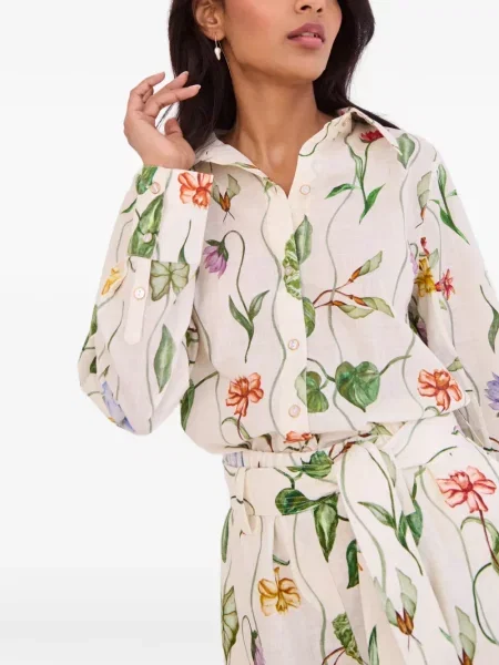 Cămașă Cara Cara cu model floral cu imagine alb