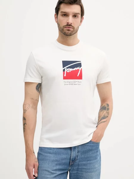 Тениска Tommy Jeans с принт бяло