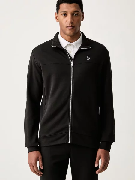 U.S. Polo Assn. hanorac cu pentru bărbați cu LUXE DHM ZIP THROUGH FUNNEL negru