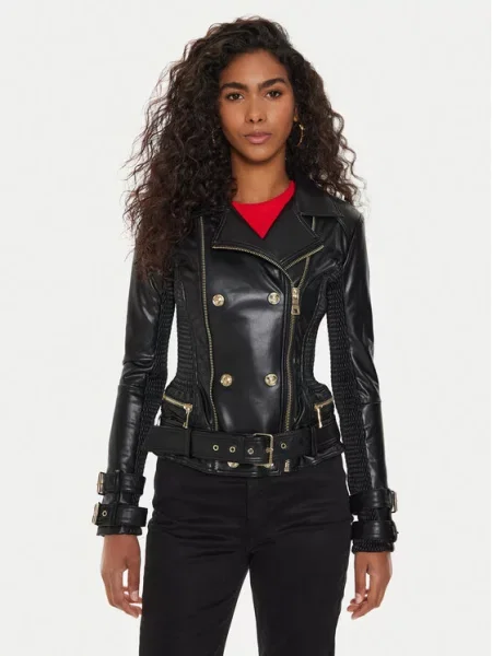 Usnjena jakna Guess črna