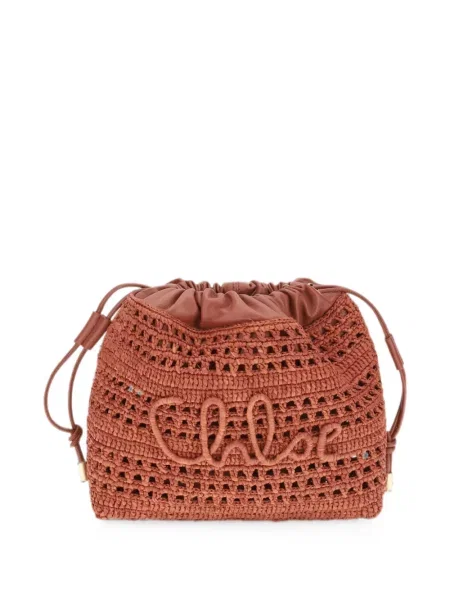 Geantă Chloé cu broderie maro
