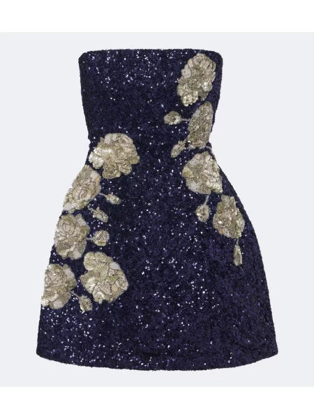 Rochie La Fuori de mătase albastru