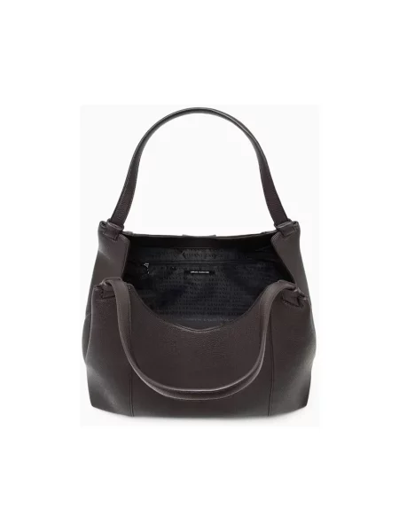 Shopperka Armani Exchange skórzana z logo brązowa