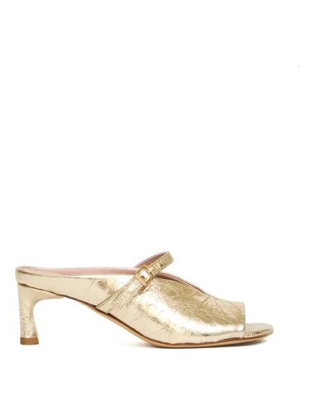 Klapki Halmanera skórzane żółte