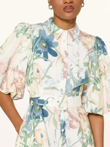 Ted Baker Šaty Olliiv Ve Stylu Košile S Lněným Vzorem krémová / světle zelená / tmavě modrá