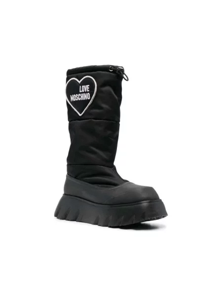 Zateplené kotníkové boty Love Moschino se srdcovým vzorem černé