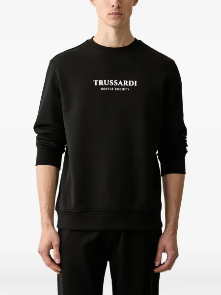 Pulover Trussardi cu imagine cu decolteu rotund negru