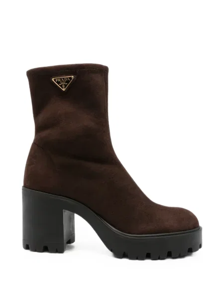 Botine Prada chunky cu autograf maro