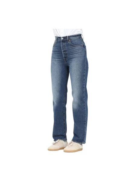 Kostka szerokie proste jeansy Levi's niebieskie