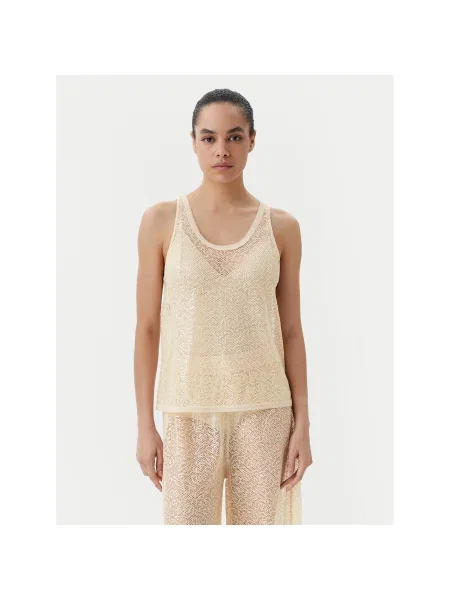 PINKO Felső Waiting canottiera rete Slim Fit bézs
