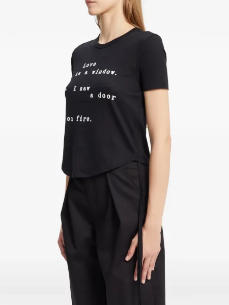 Tricou Ann Demeulemeester cu imagine din jerseu negru