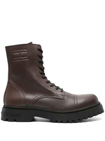 Botine Tommy Jeans din piele maro