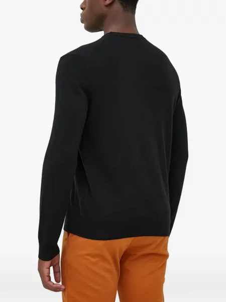Lung pulover Benetton cu decolteu rotund negru