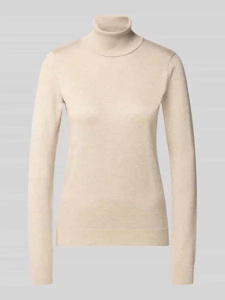 Sweter z dzianiny Slim Fit z mieszanki model IHLULS' Ichi beżowy