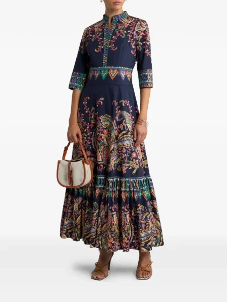 Rochie maxi Etro cu imagine cu model paisley lungă albastru