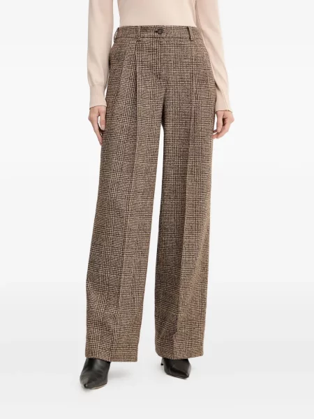 Pantaloni Luisa Spagnoli în carouri plisate maro