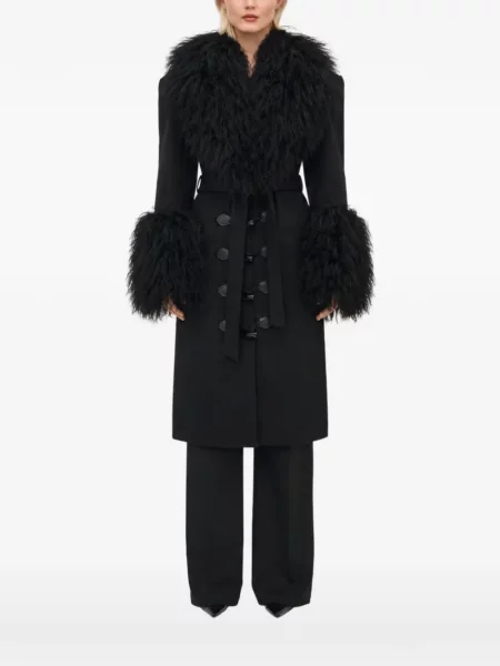 Palton de blană Ow Collection cu blană negru