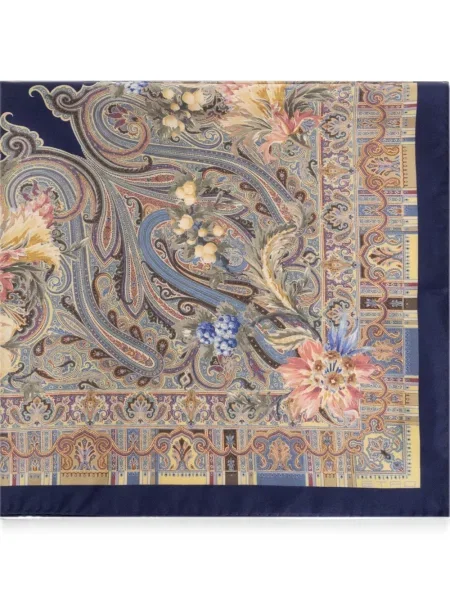 Fular Etro cu model paisley albastru