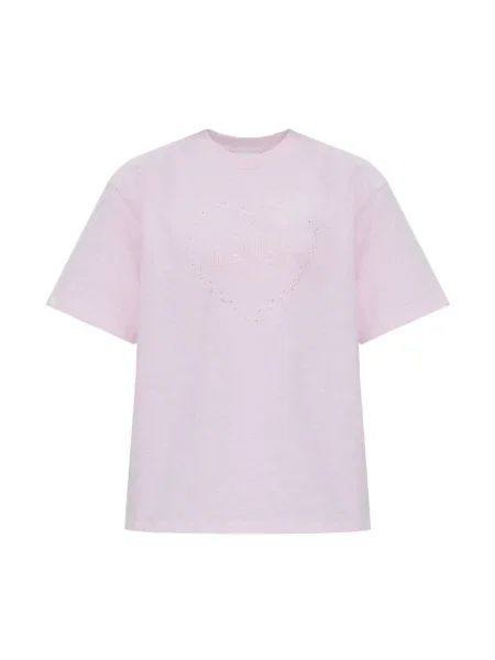 Koszulka Ganni w serca różowa