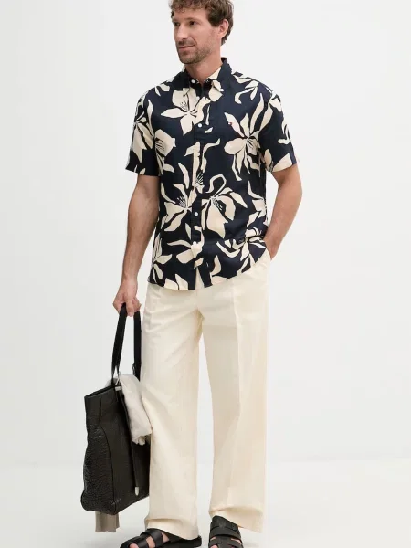 Tommy Hilfiger srajca z lanom modra