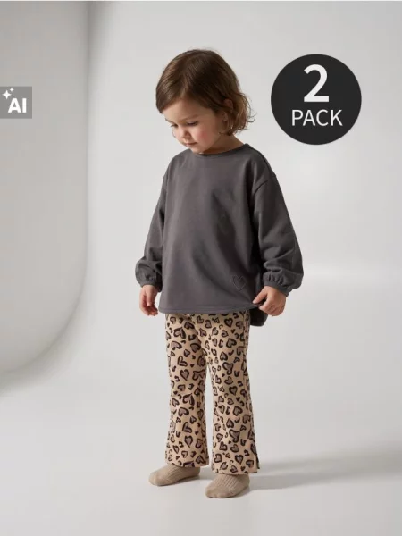 Sinsay trička s dlouhým rukávem 2 kusy pastelová růžová