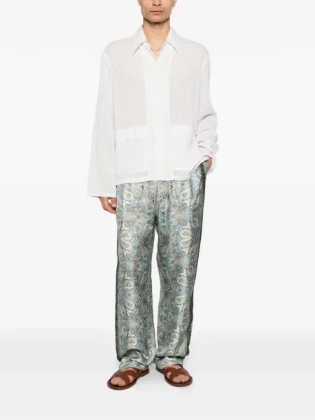 Pantaloni Etro cu imagine cu model paisley albastru