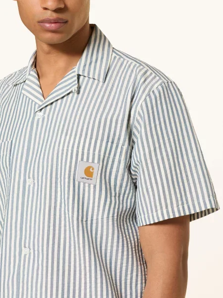 Carhartt Wip Resortová Košile Leavel Comfort Fit černošedá / bílá modré