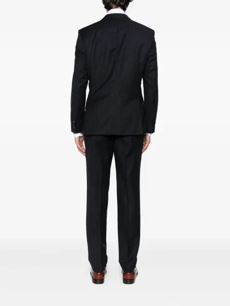 Costum Boss de lână cu dungi de costum albastru