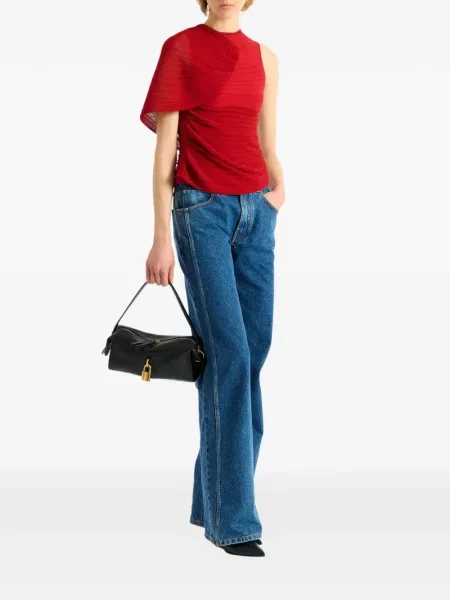 Top Balmain fără mâneci asimetric roșu