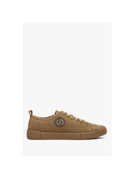 Кеди шкіряні з перфорацією Estro коричневі