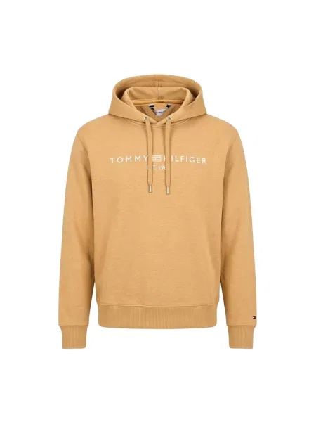 Bluza z kapturem Tommy Hilfiger z kapturem z logo beżowa