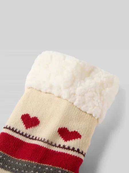 Skarpety z obszyciem sztucznym futrem model Norweger Reindeer Home' Capelli New York beżowe