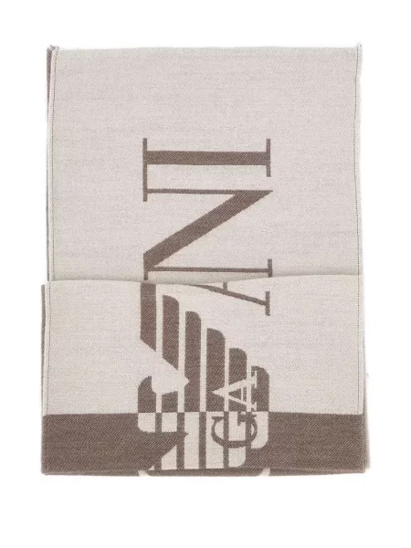 Fular Emporio Armani cu franjuri maro